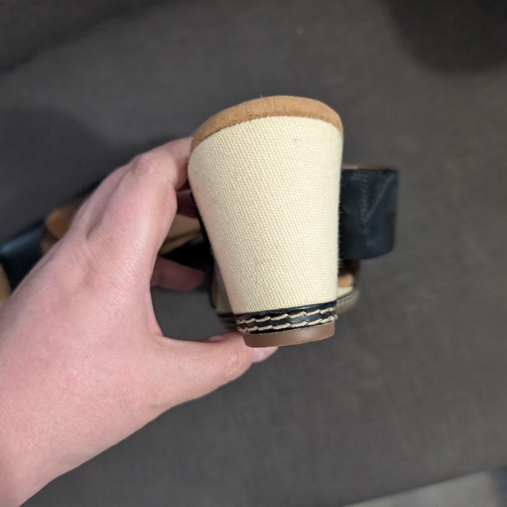 Clarks Black Wedge Sandals - Picture 4 of 10